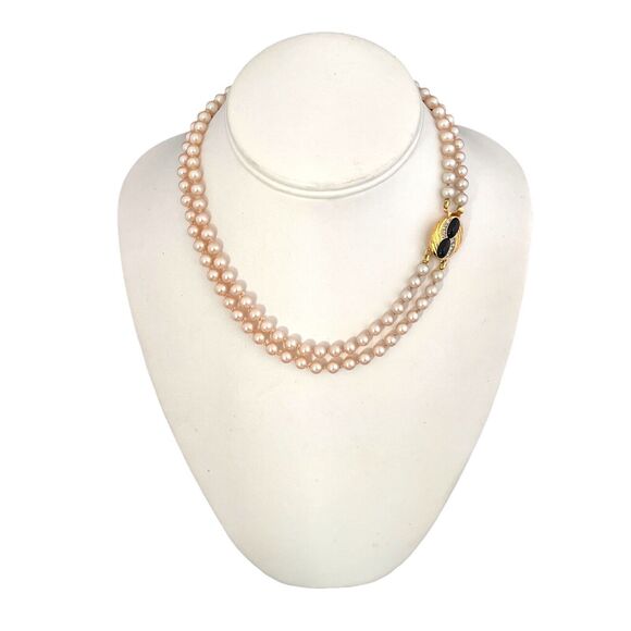 Vintage Givenchy Pearl Necklace Glass Pearls Gold Tone Crystals Rare 7N - Picture 4 of 9